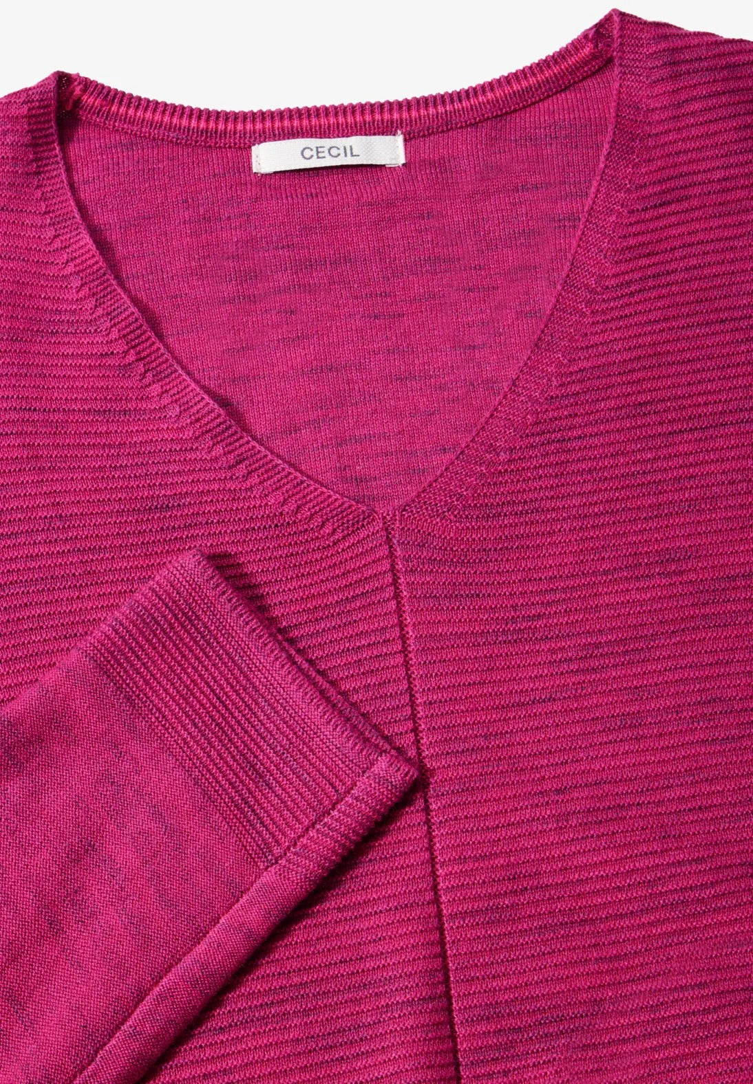 V-ringad tröja med struktur ,  heather jewel pink melange