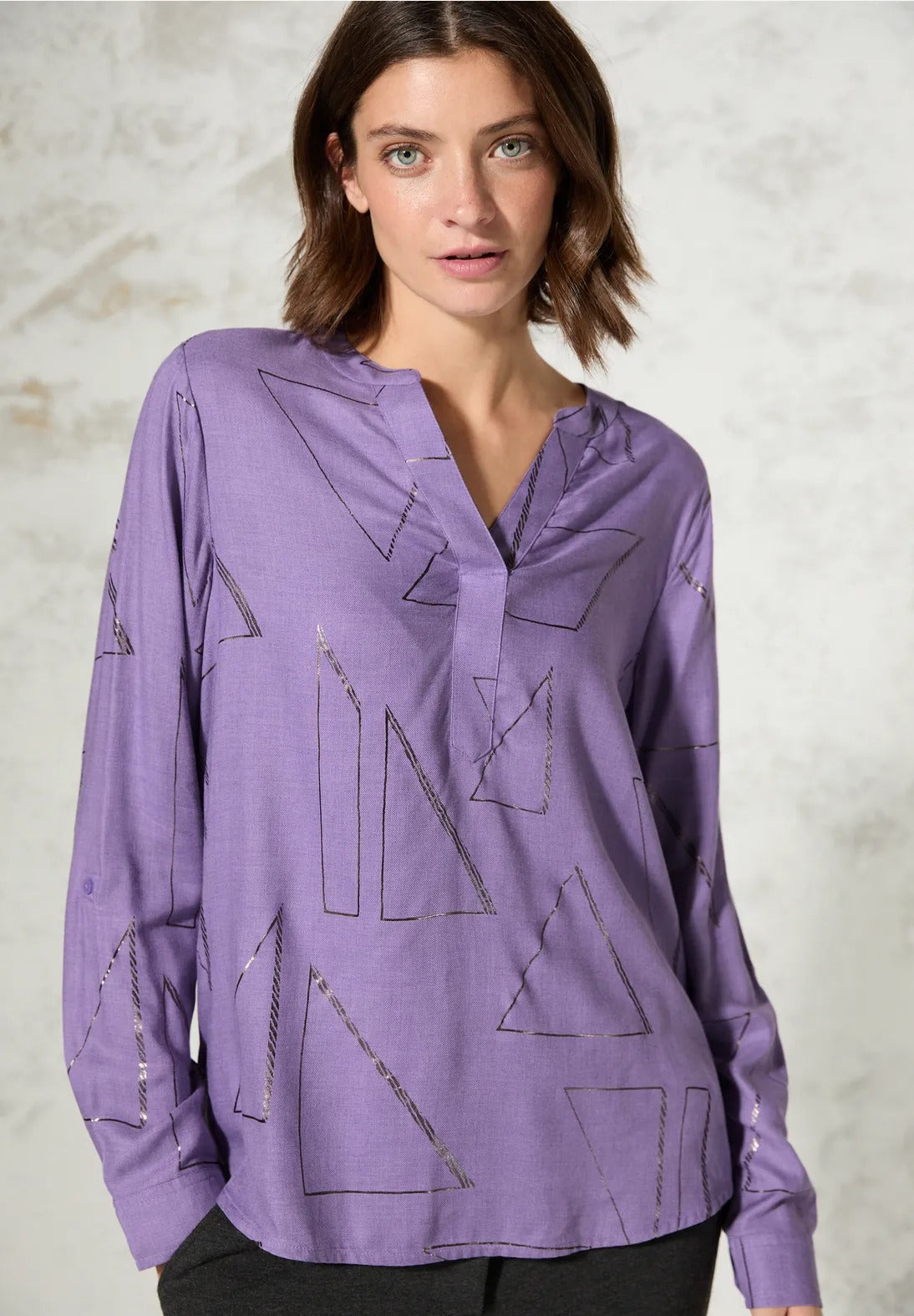 Blus med folietryck, lilac