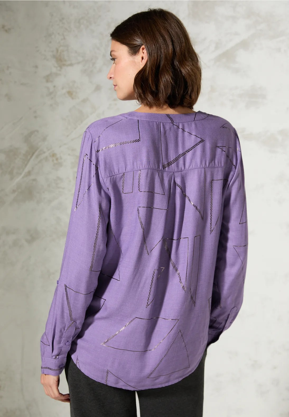 Blus med folietryck, lilac