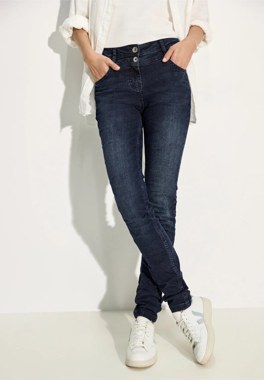 Vicky Jeans blue black, hög midja , smala ben